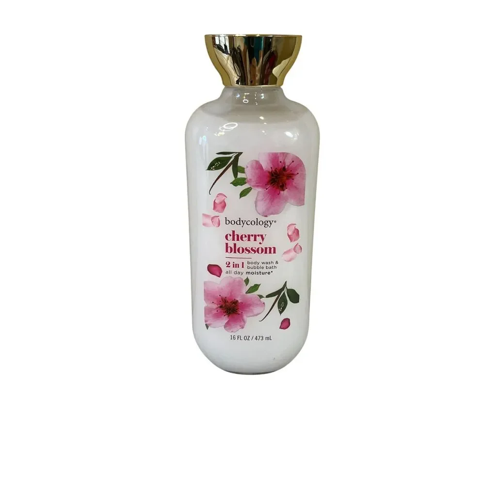 Cherry Blossom by Bodycology, 2Pack 16oz 2 in 1 Body Wash & Bubble Bath w/Loofah